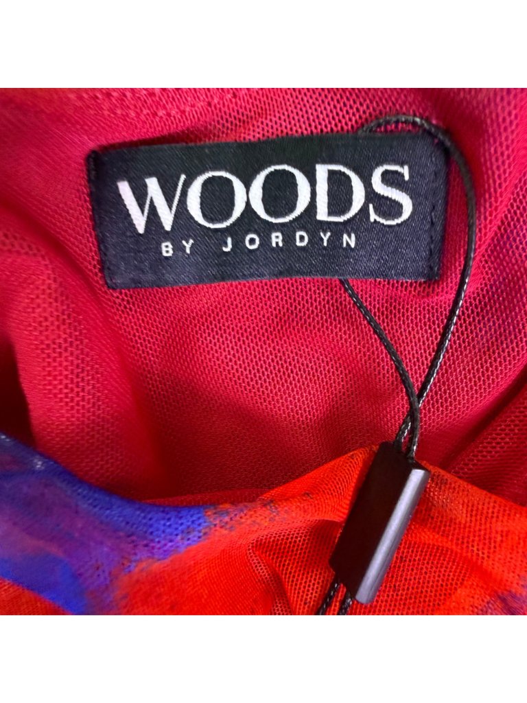 Woods By Jordyn Womens Red & Blue Mesh Long Sleeve Maxi Dress Size Xs — image 4 of 8